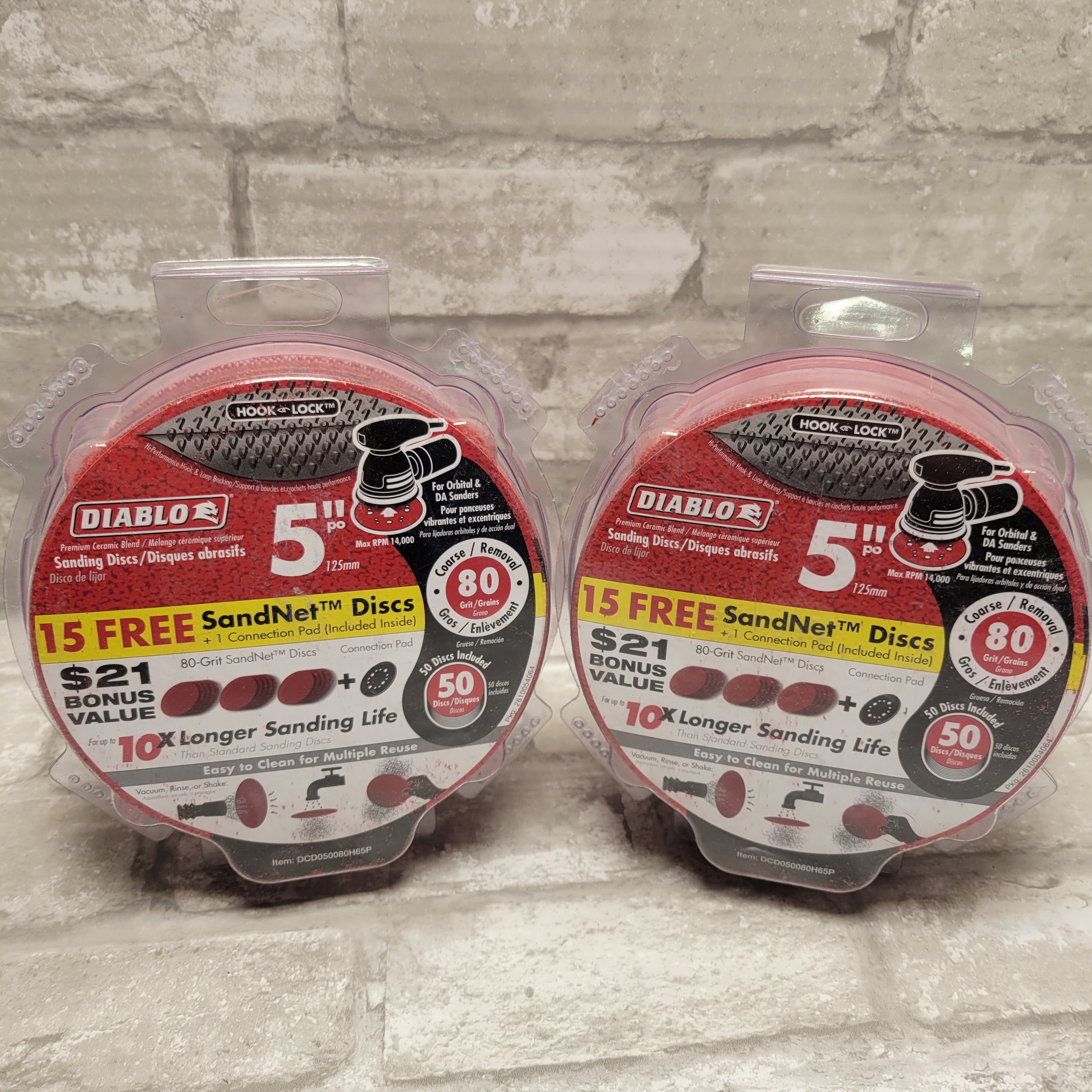 DIABLO 5" 80-Grit Hook and Lock Backing ROS Disc (50 per Package) DCD050080H65P (7932834021614)